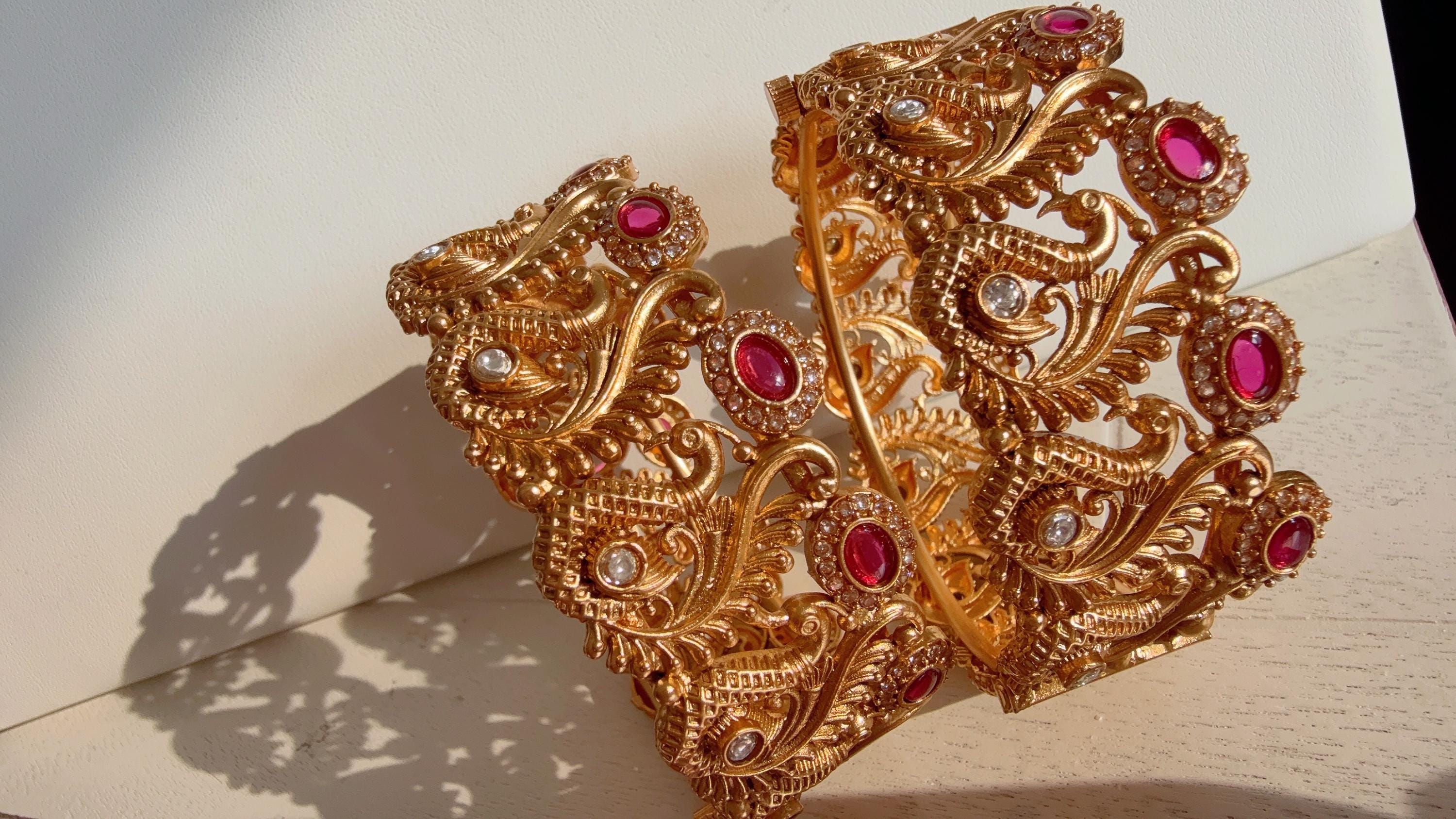 New Arrival Traditional Gold Plated Meenakari Rajwadi peacock Kada /Ruby Green Antique gold Kada/Kundan Gold Kada/Gold Look alike Bangle
