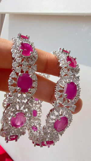 Ruby silver diamond Bangles/Ruby CZ Adkada bangles//indian bangles/Indian Jewelry /bridal jewelry/American Diamond kada Bangles