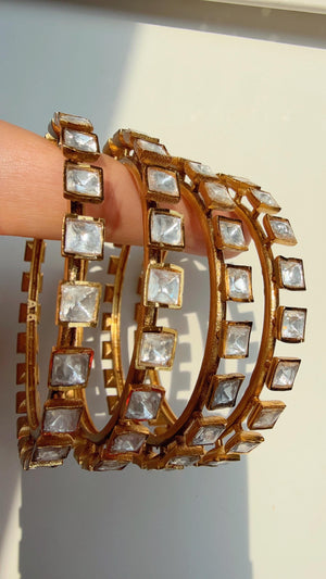 Moissanite diamond 4 Pc Bangles set Next to real / Moissanite gold kada / Set of 4 Bridal Moissanite bangles/bridal diamond bangles