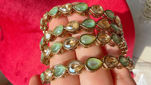 Antique finish Kundan polki Mint Bangles Set(4 Pc)/Indian bangles/Indian Jewelry/ Mint Kundan Bangles/ kundan bangles/Bridal bangles