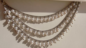 Silver triple pearl Ear Chain/Sahare/Earring support chain/Kaan sahara/Silver ear chains/Bahubali Earrings/Indian Jewelry