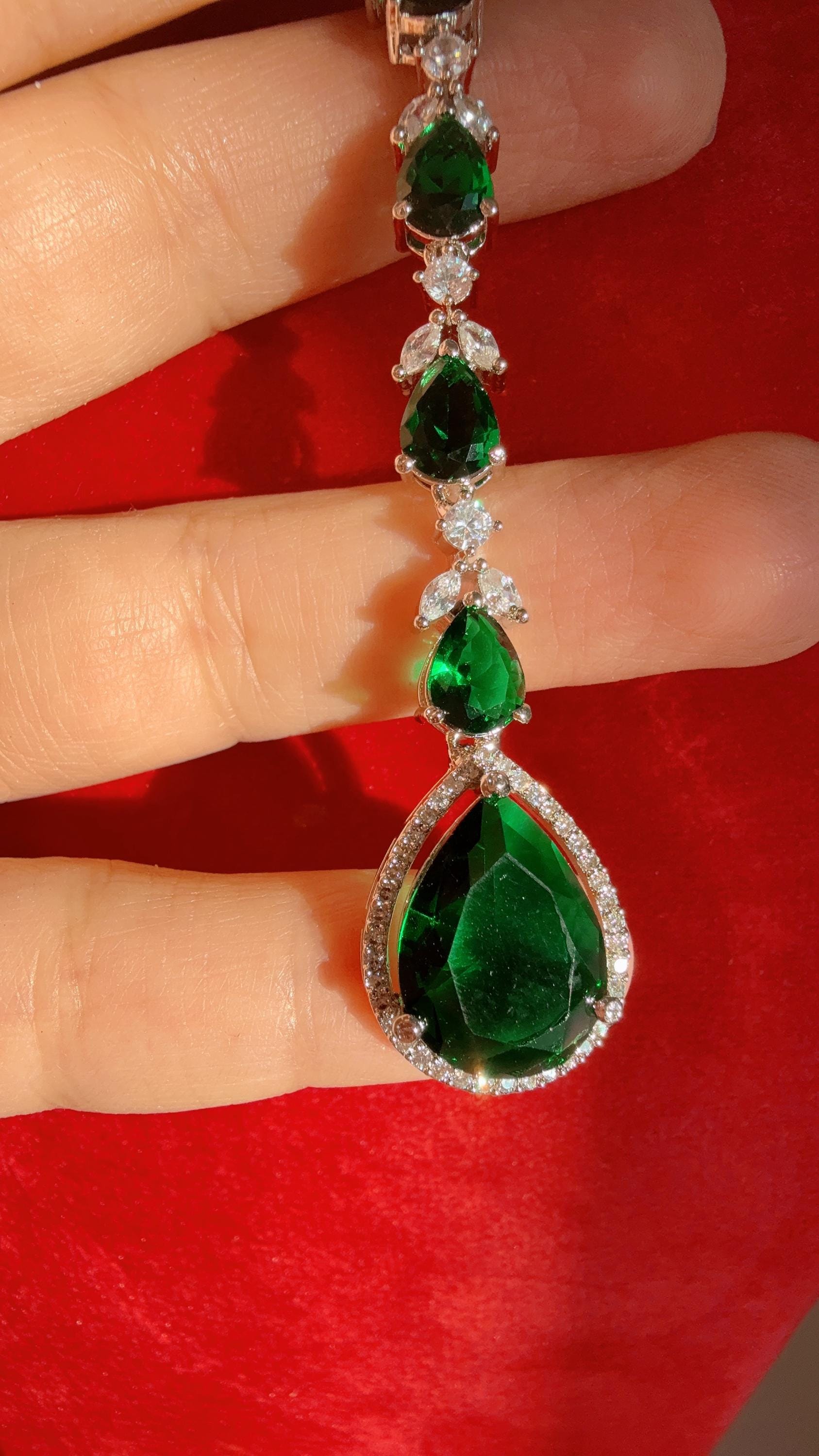 Diamond Rhodium silver green Maang tikka/ Indian Wedding Jewelry/ Matha patti/ Indian forehead jewelry Diamond Tikka Indian Jewelry