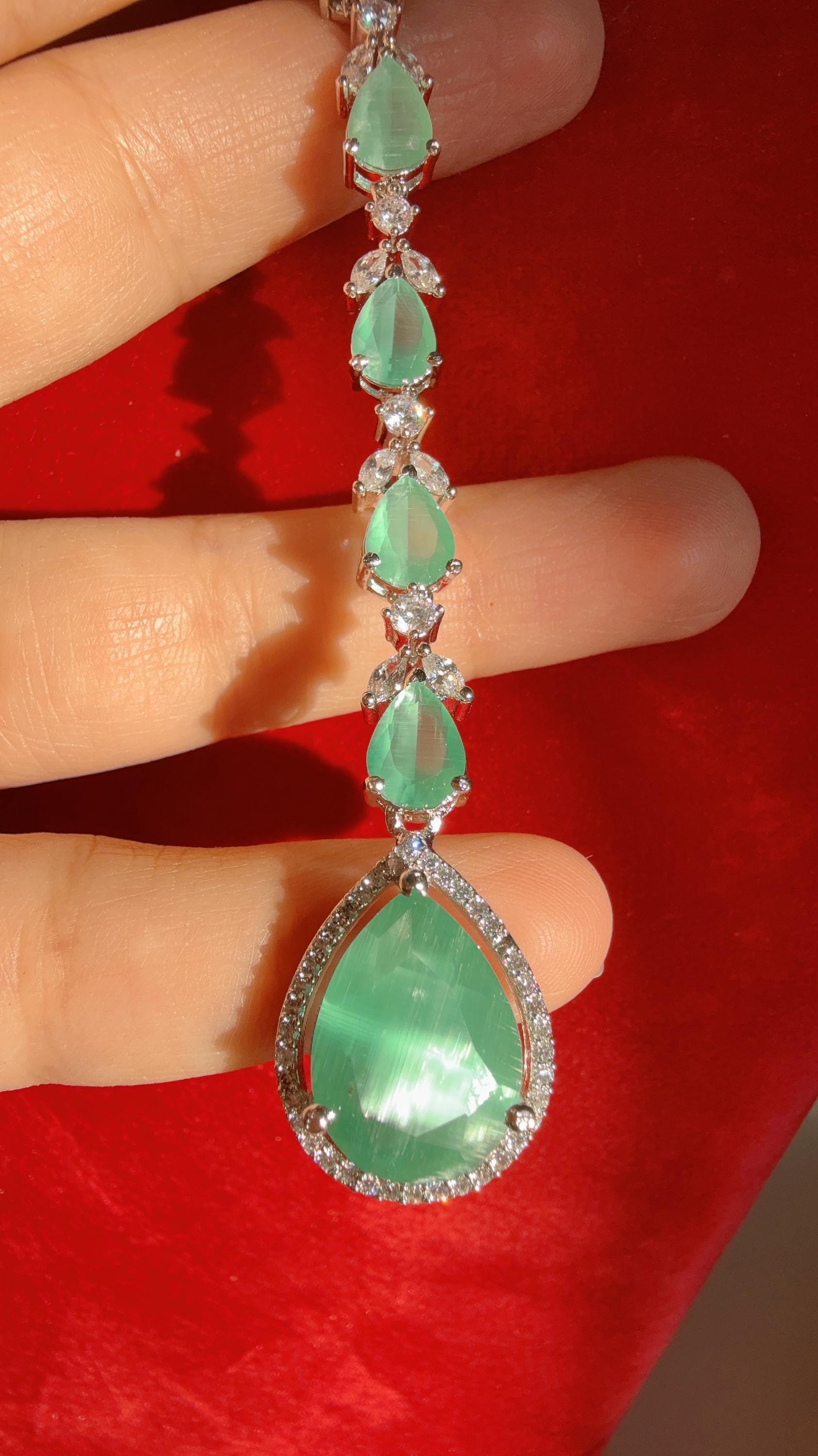 Diamond Rhodium silver Mint Maang tikka/ Indian Wedding Jewelry/ Matha patti/ Indian forehead jewelry Diamond Tikka Indian Jewelry