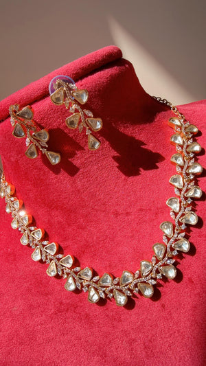 Moissanite diamond necklace set/Polki Kundan diamond choker Necklace / Indian Bridal Jewelry/Indian Wedding jewelry