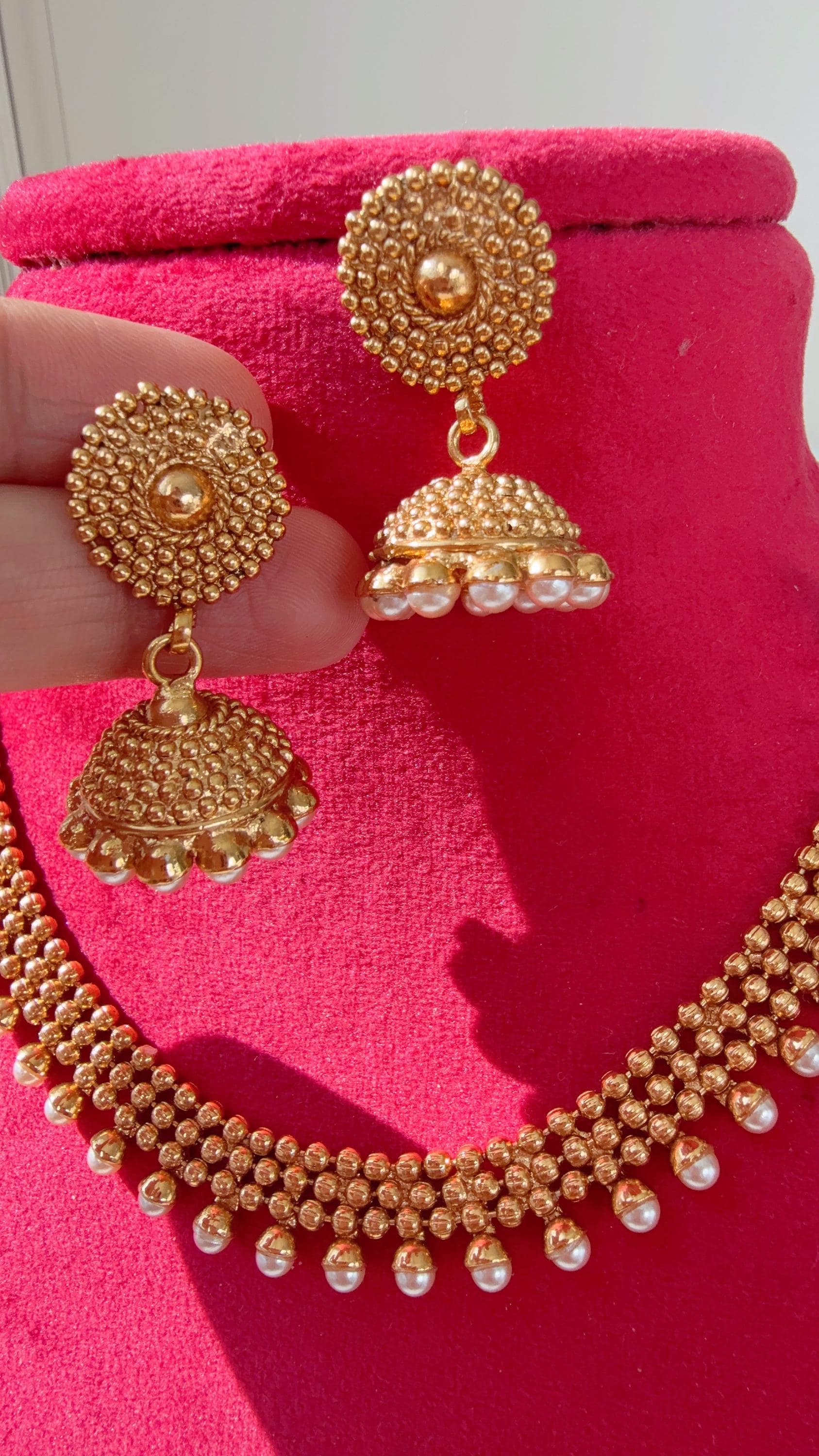 Antique Gold Necklace/Indian wedding jewelry/South Indian Jewelry/Wedding necklace/Temple Jewelry