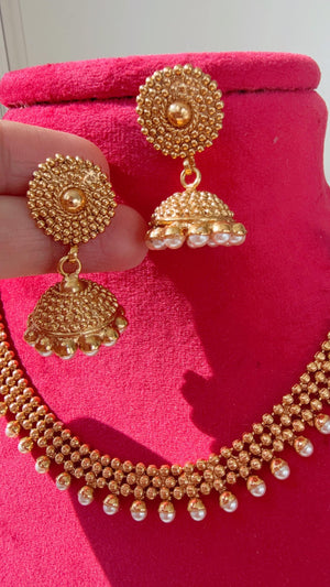 Antique Gold Necklace/Indian wedding jewelry/South Indian Jewelry/Wedding necklace/Temple Jewelry