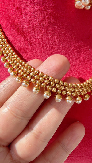 Antique Gold Necklace/Indian wedding jewelry/South Indian Jewelry/Wedding necklace/Temple Jewelry