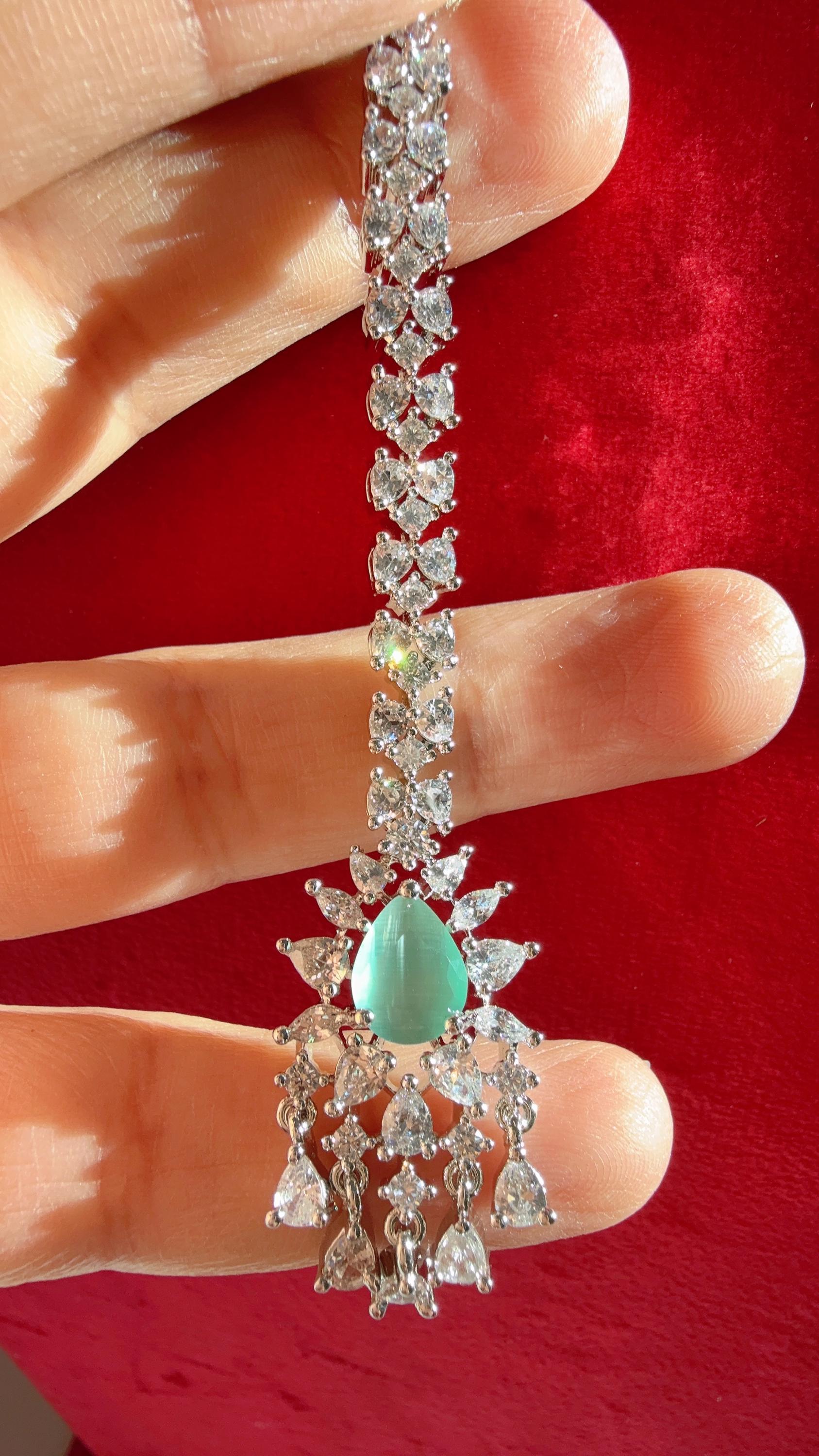 American Diamond 2 Tone Maang tikka/ Indian Wedding Jewelry/ Pakistani Jewelry/ Matha patti/ Indian forehead jewelry/Indian Jewelry