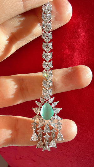 American Diamond 2 Tone Maang tikka/ Indian Wedding Jewelry/ Pakistani Jewelry/ Matha patti/ Indian forehead jewelry/Indian Jewelry