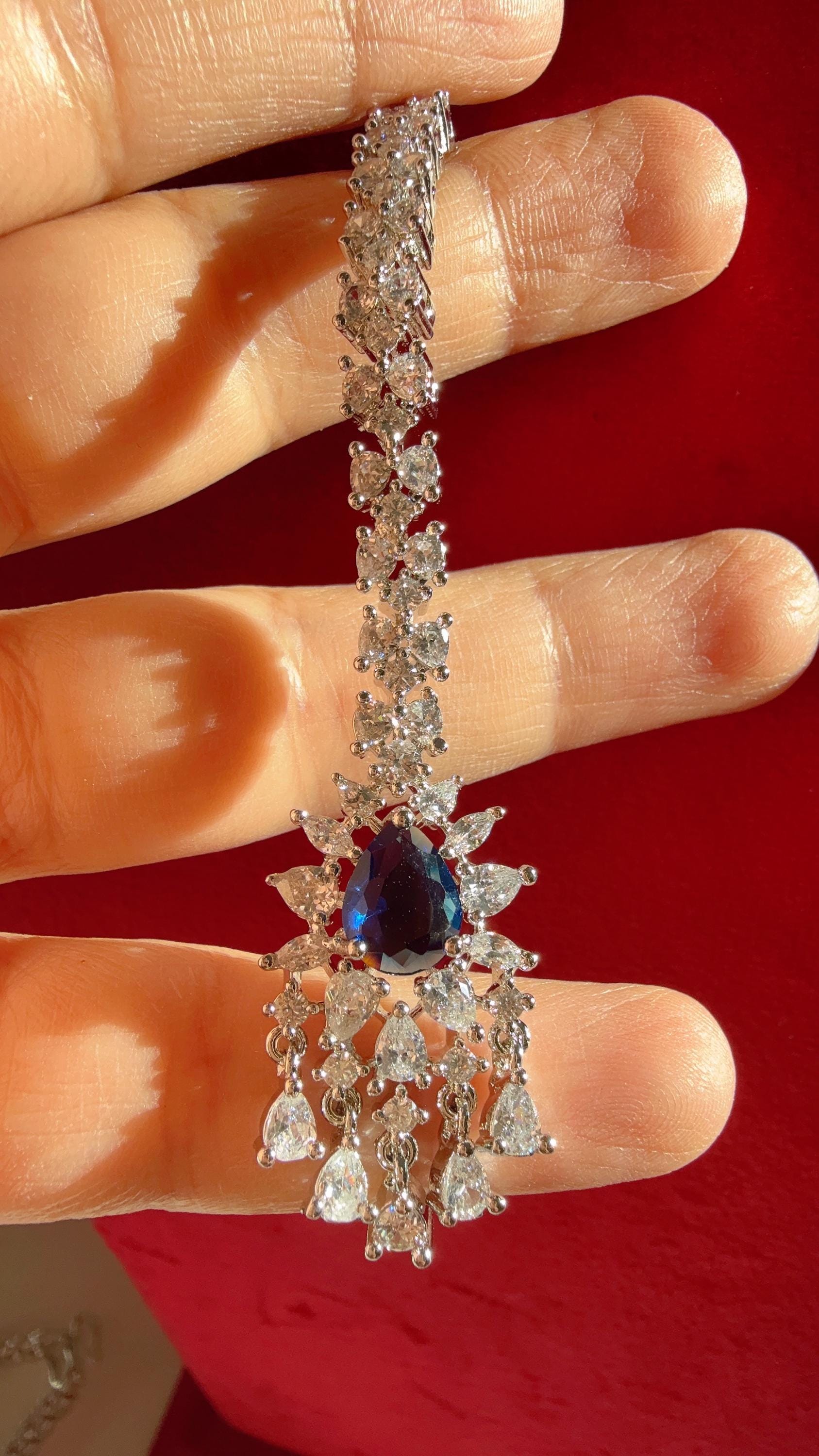 American Diamond 2 Tone Maang tikka/ Indian Wedding Jewelry/ Pakistani Jewelry/ Matha patti/ Indian forehead jewelry/Indian Jewelry