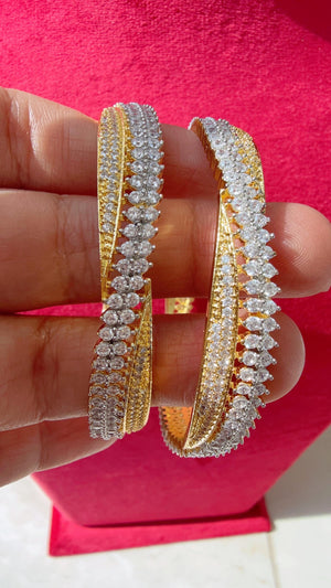 2 Tone American diamond bangle/ Cz stone silver kada bangle /gold diamond bracelet/indian bangles/Indian Jewelry /bridal jewelry