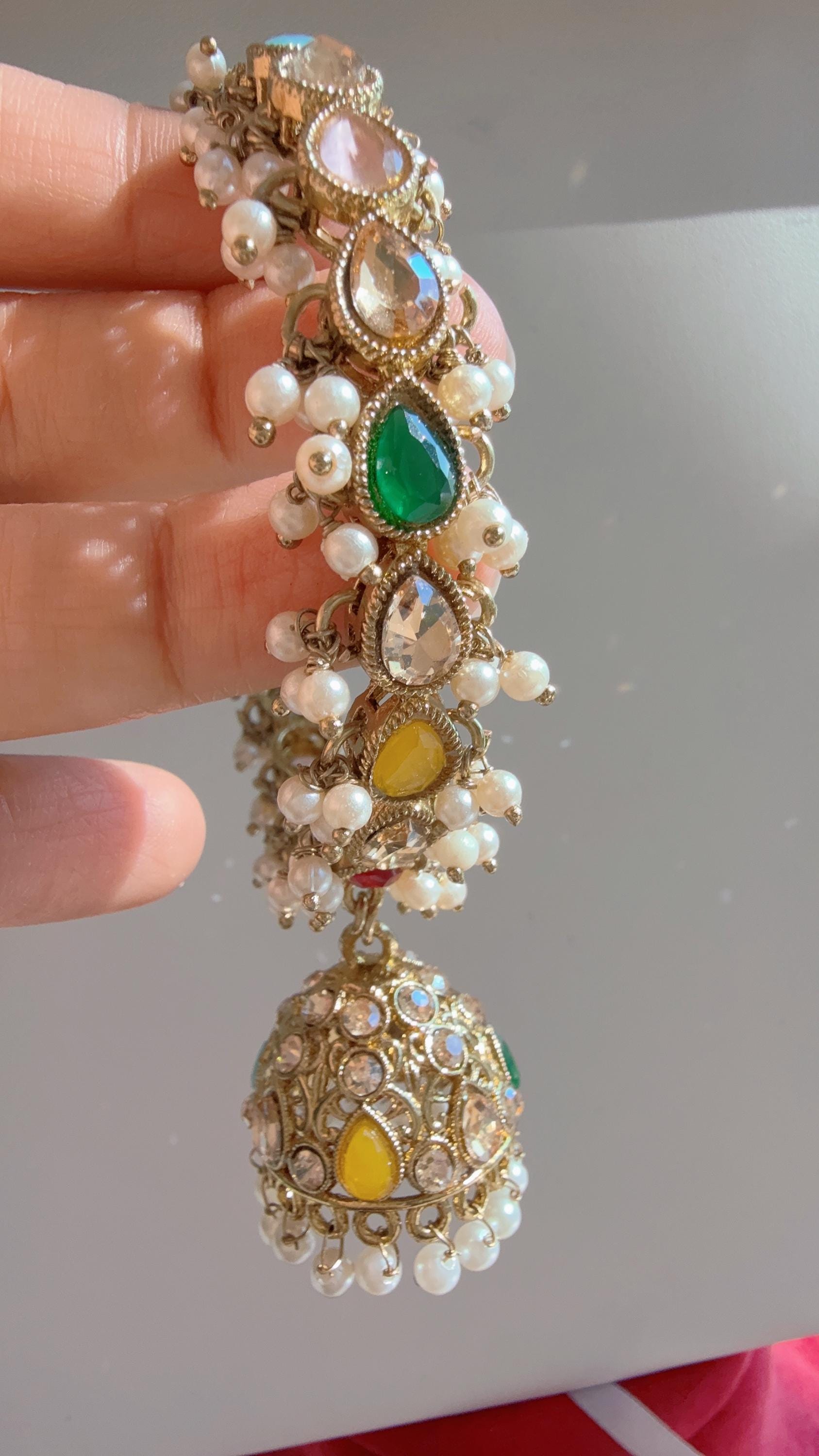 Set of 4 Multi Polki Kundan antique finish Jhumka Bangles/ Wedding bangles /Indian jewelry/ Kundan bangles/Navratan Multi Bridal bangles