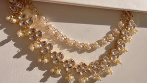 Gold kundan pearl Ear Chain pair/Sahare/Earring support chain/Kaan sahara//Pakistani Jewelry/Bahubali Earrings/Indian Jewelry