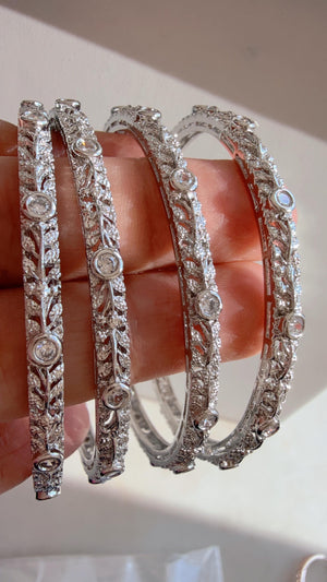 Silver diamond Bangles /Flower Design real silver bangle design/Indian Bangles/ Indian jewelry/Cut Work Filigree Bangles/Gift For her
