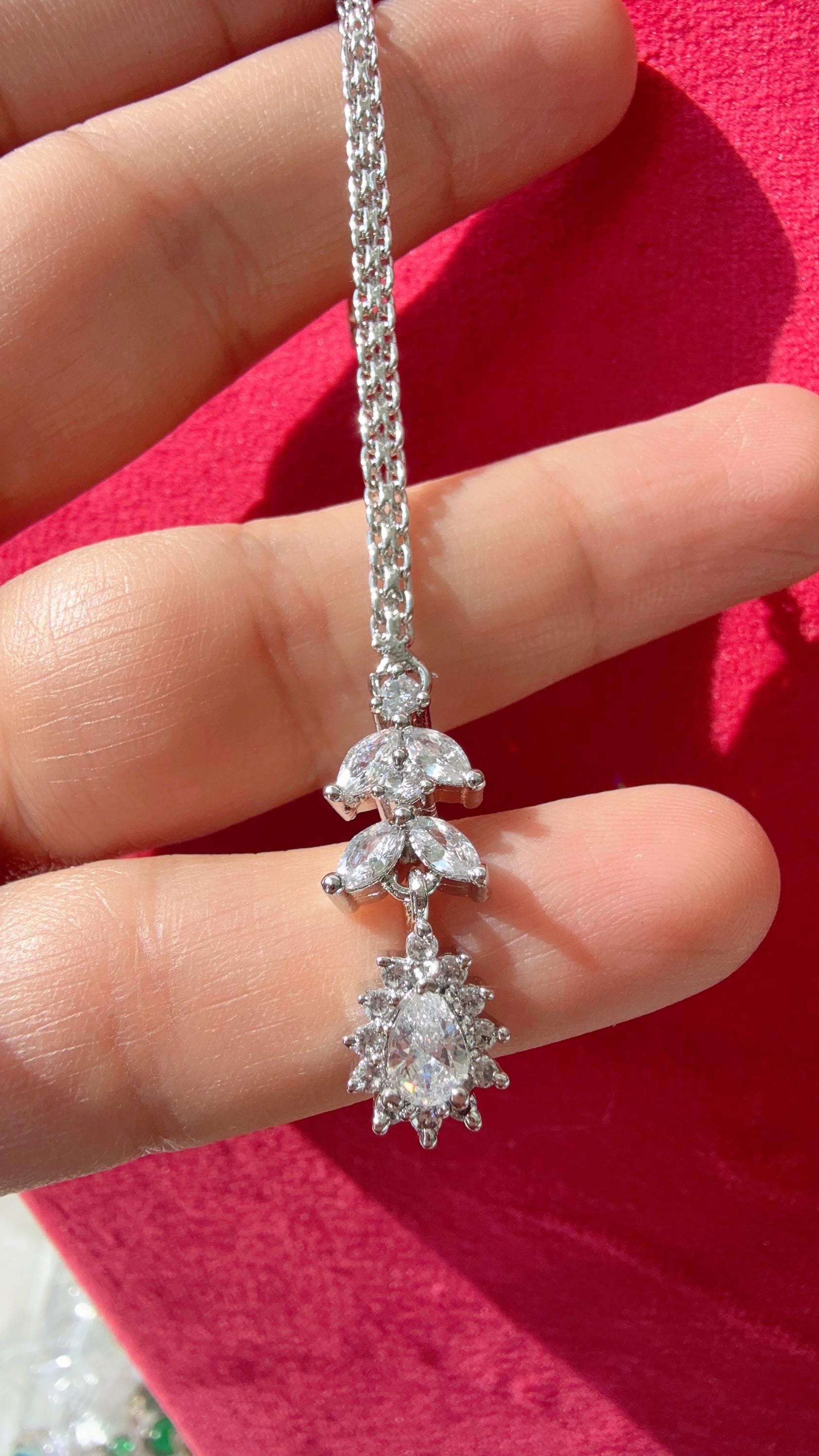 Diamond Rhodium silver Maang tikka/ Indian Wedding Jewelry/ Matha patti/ Indian forehead jewelryDiamond Tikka Indian Jewelry