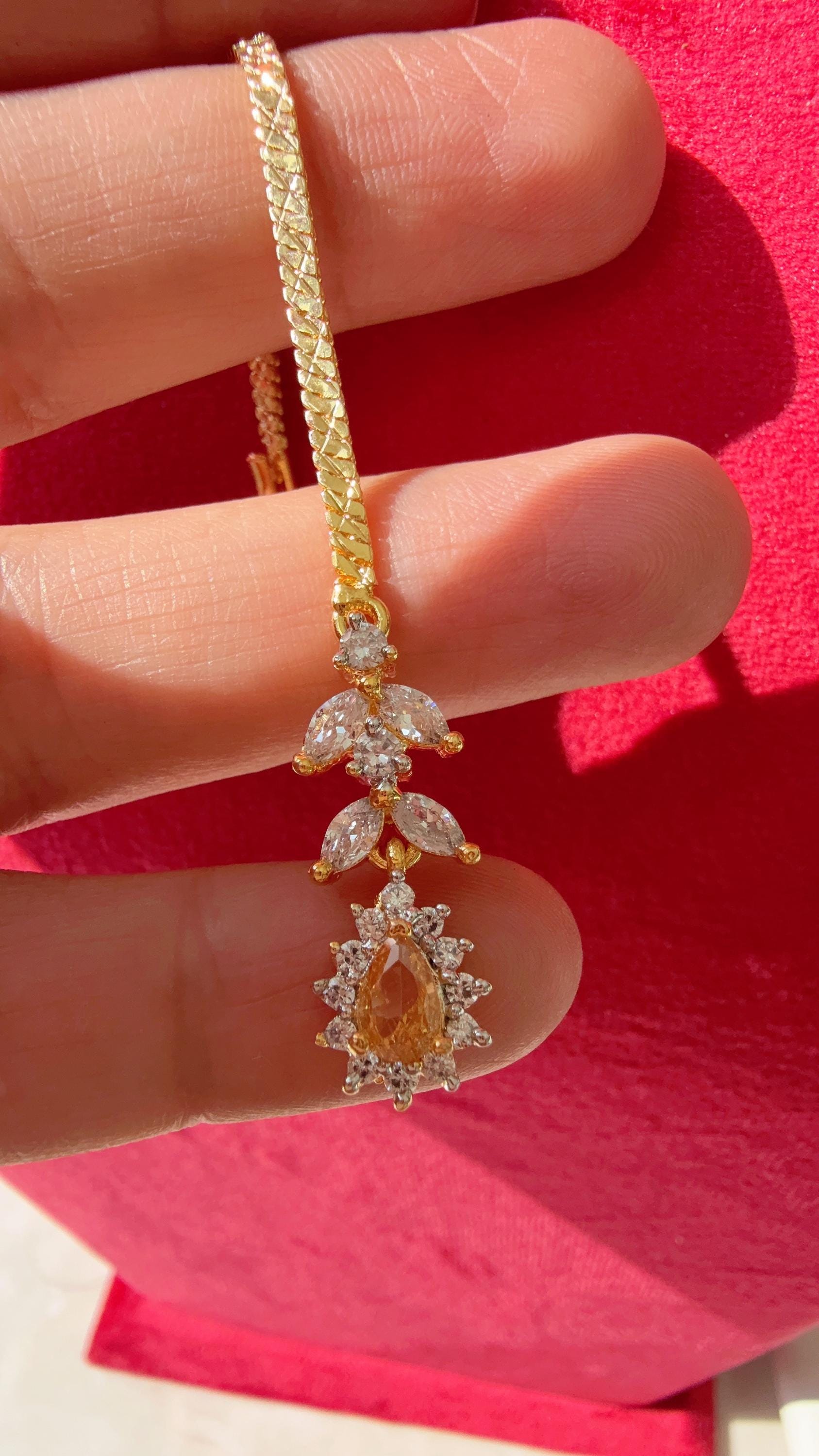 Dainty Tikka/ American Diamond 2 Tone Maang tikka/ Indian Wedding Jewelry/ Pakistani Jewelry/ / Indian forehead jewelry/Indian Jewelry