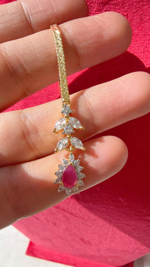 Dainty Tikka/ American Diamond 2 Tone Maang tikka/ Indian Wedding Jewelry/ Pakistani Jewelry/ / Indian forehead jewelry/Indian Jewelry