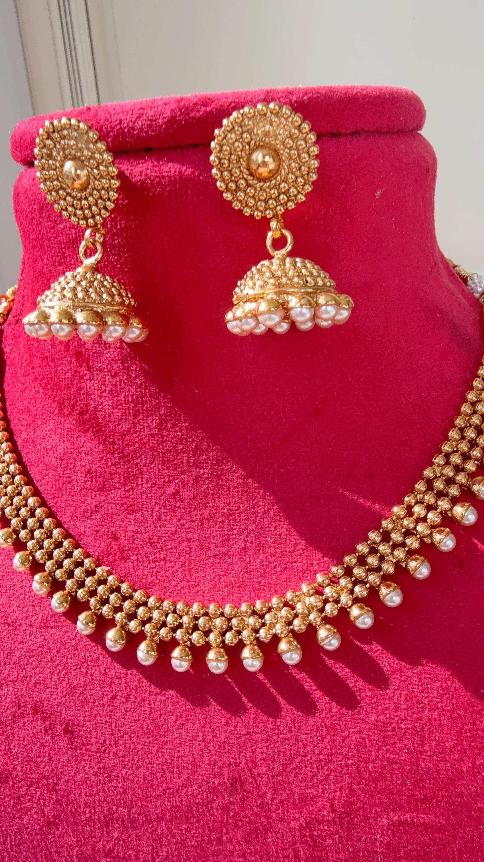 Antique Gold Necklace/Indian wedding jewelry/South Indian Jewelry/Wedding necklace/Temple Jewelry