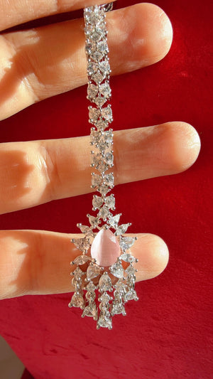 American Diamond 2 Tone Maang tikka/ Indian Wedding Jewelry/ Pakistani Jewelry/ Matha patti/ Indian forehead jewelry/Indian Jewelry