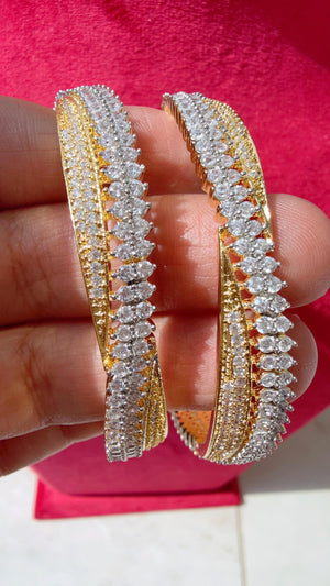 2 Tone American diamond bangle/ Cz stone silver kada bangle /gold diamond bracelet/indian bangles/Indian Jewelry /bridal jewelry