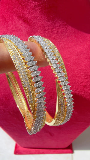 2 Tone American diamond bangle/ Cz stone silver kada bangle /gold diamond bracelet/indian bangles/Indian Jewelry /bridal jewelry