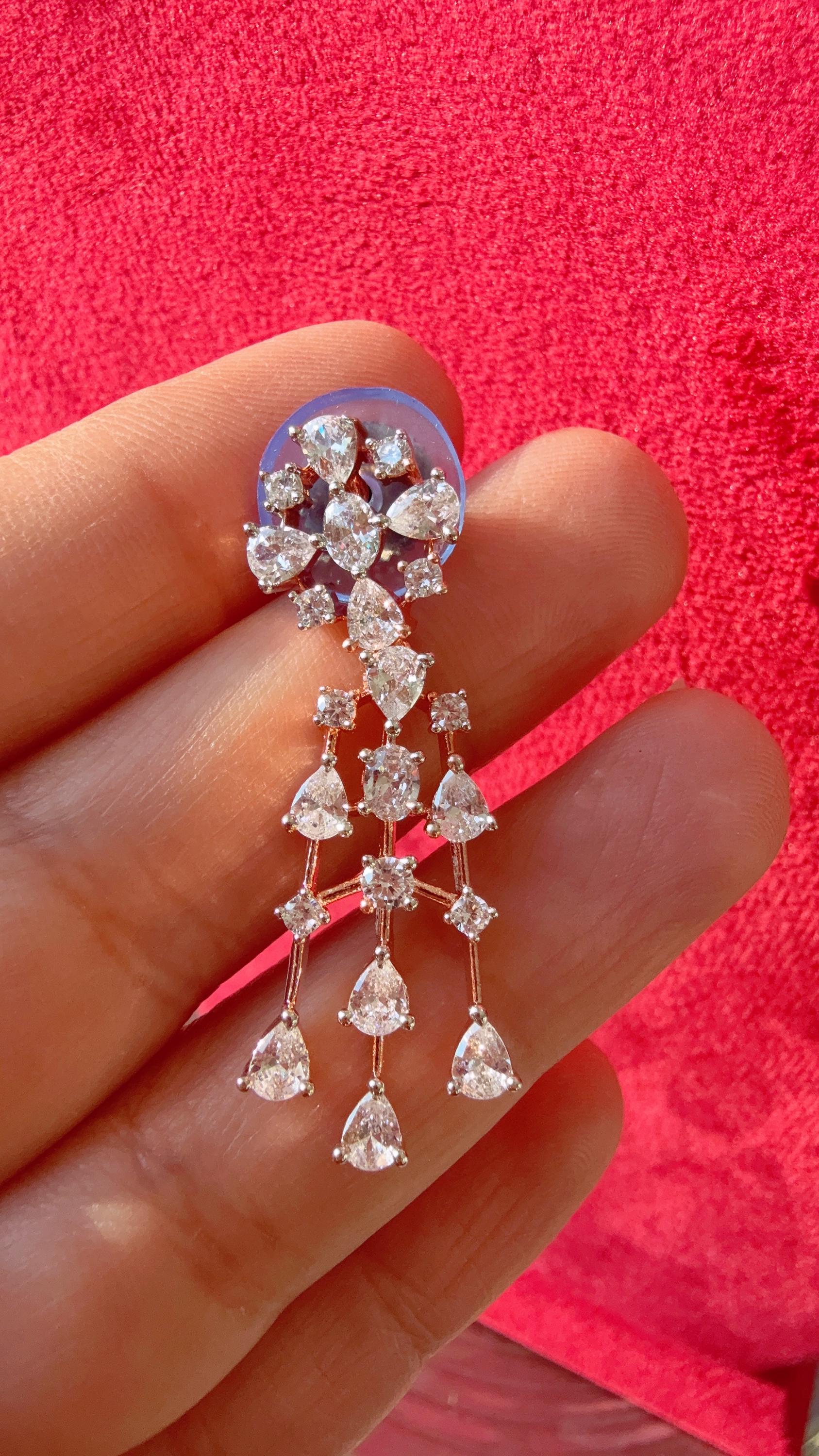 Rain Diamond Necklace Rose gold /Indian jewelry/ CZ Choker/Bridal choker/Diamond choker/ Indian Necklace/Rose diamond choker