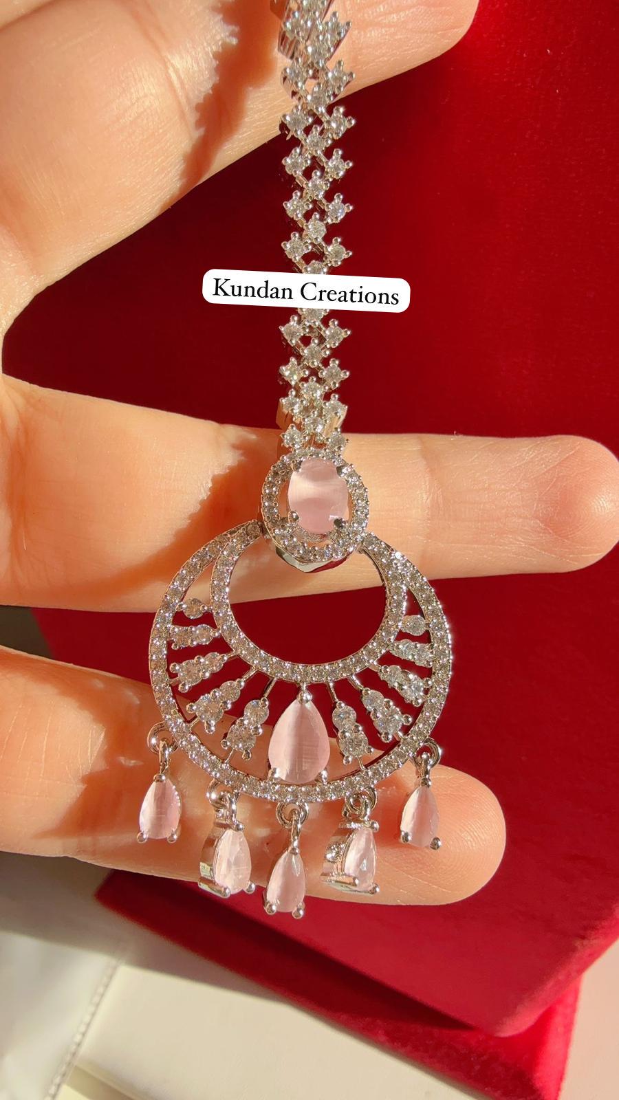 American Diamond silver Maang tikka/ Indian Wedding Jewelry/ Pakistani Jewelry/ Matha patti/ Indian forehead jewelry/Indian Jewelry
