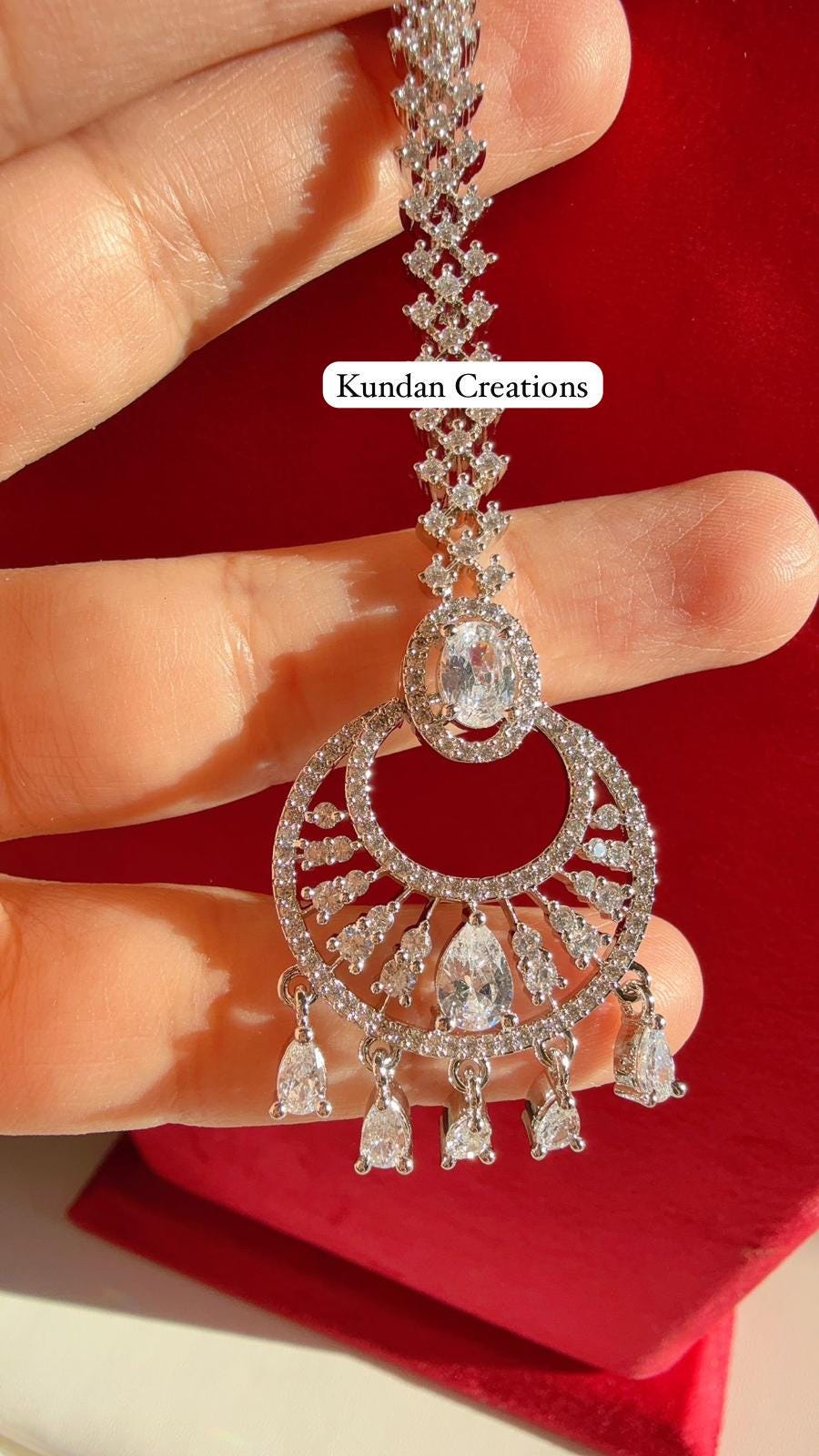 American Diamond silver Maang tikka/ Indian Wedding Jewelry/ Pakistani Jewelry/ Matha patti/ Indian forehead jewelry/Indian Jewelry
