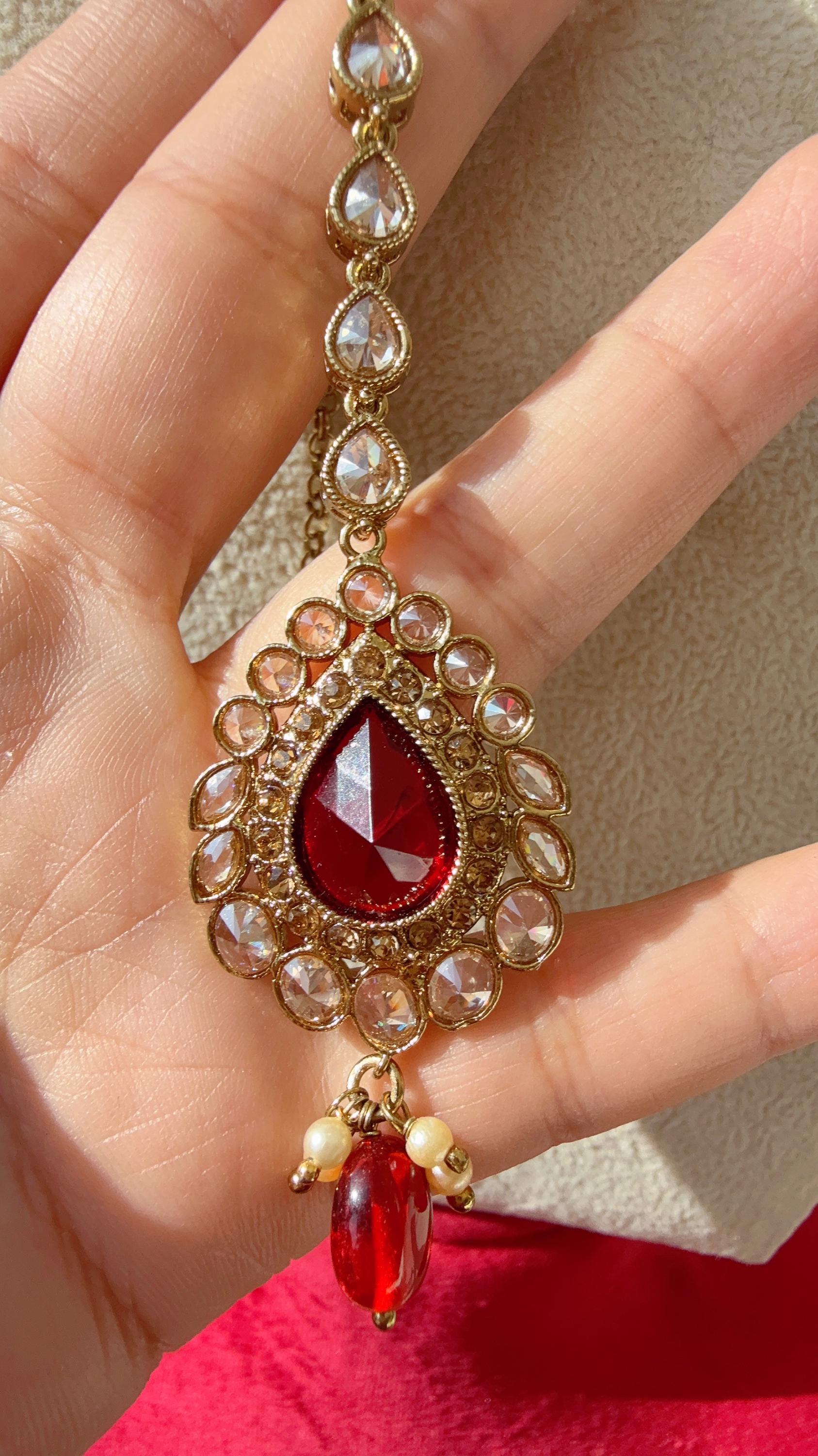 Ruby Maang Tikka / Kundan Tikka/ Indian Jewelry/ Indian Wedding Jewelry/ Pakistani Jewelry/Indian forehead jewelry/ Polki Maang Tikka