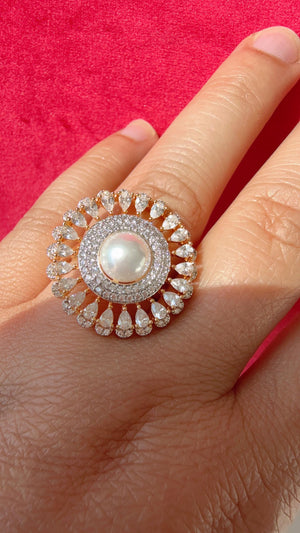 2 tone diamond statement ring /Adjustable Ring/ Indian Ring/2 tone gold Indian Jewelry/Indian Wedding jewelry/bridal accessories