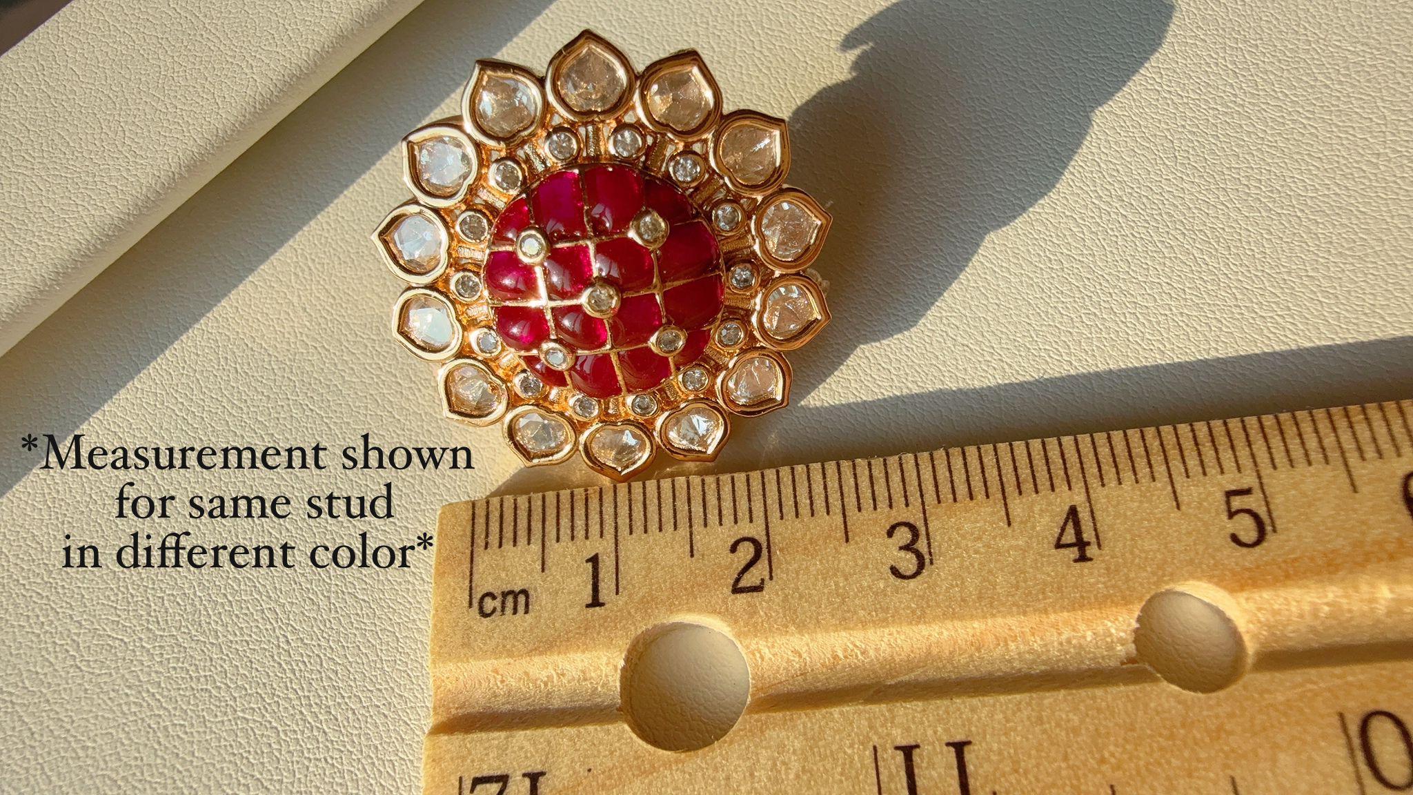 Blue sapphire Moissanite stud Earrings/Moissanite diamond Kundan Studs /Indian Jewelry /Statement Stud Earring/