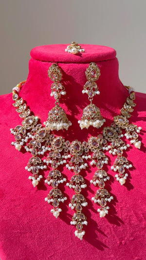 Antique gold kundan Polki Kundan necklace Set /bridal necklace/Indian wedding jewelry/Bridal necklace set/wedding Necklace