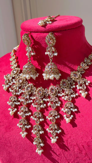 Antique gold kundan Polki Kundan necklace Set /bridal necklace/Indian wedding jewelry/Bridal necklace set/wedding Necklace