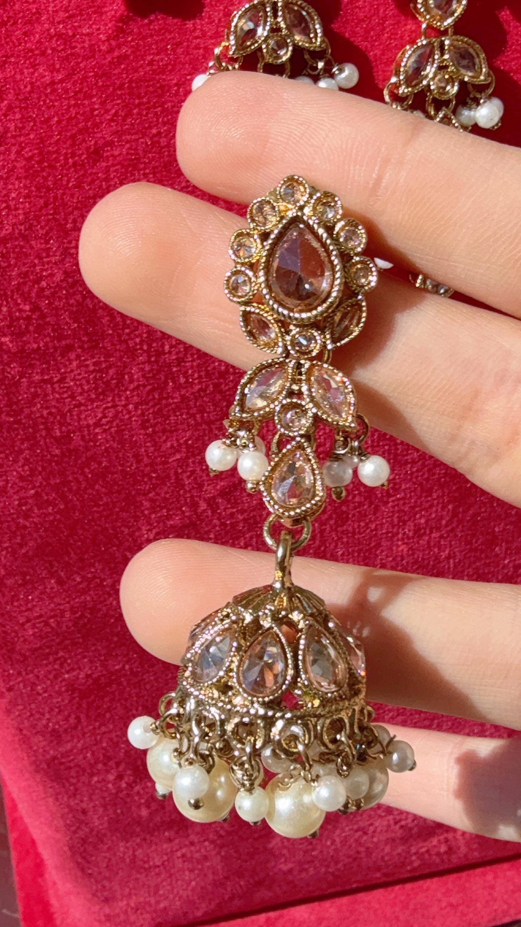Antique gold kundan Polki Kundan necklace Set /bridal necklace/Indian wedding jewelry/Bridal necklace set/wedding Necklace
