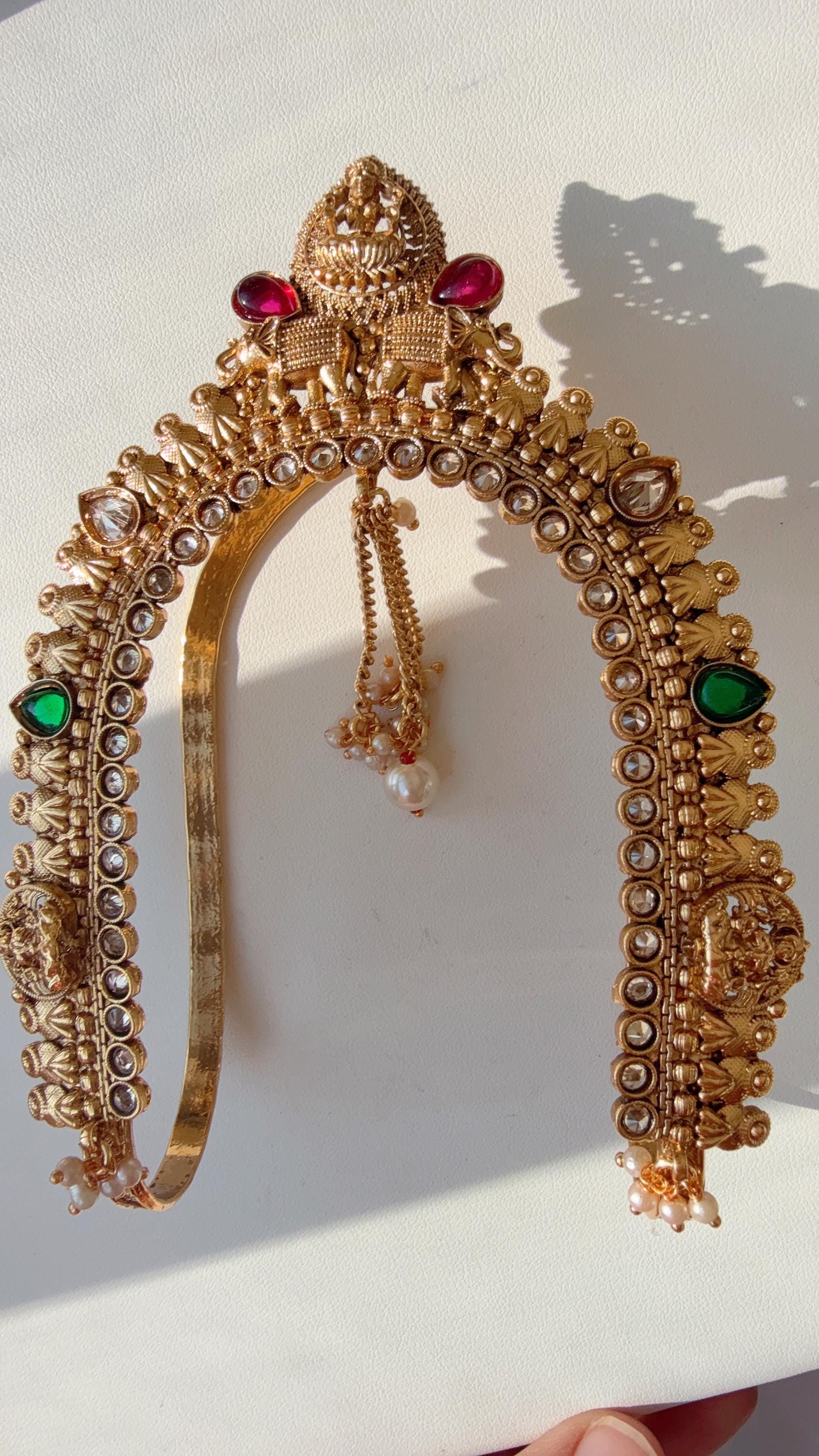 Ruby green Baju bandh/Indian wedding jewelry/Vanki/ Armlet/ Indian Jewelry/Antique Kundan Ruby green Polki Baju Band/Antique Bajuband