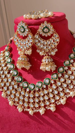 Mint kundan choker /Pearl Kundan Necklace Set with jhumka /Kundan Burgundy necklace Choker/bridal necklace/Indian wedding jewelry/