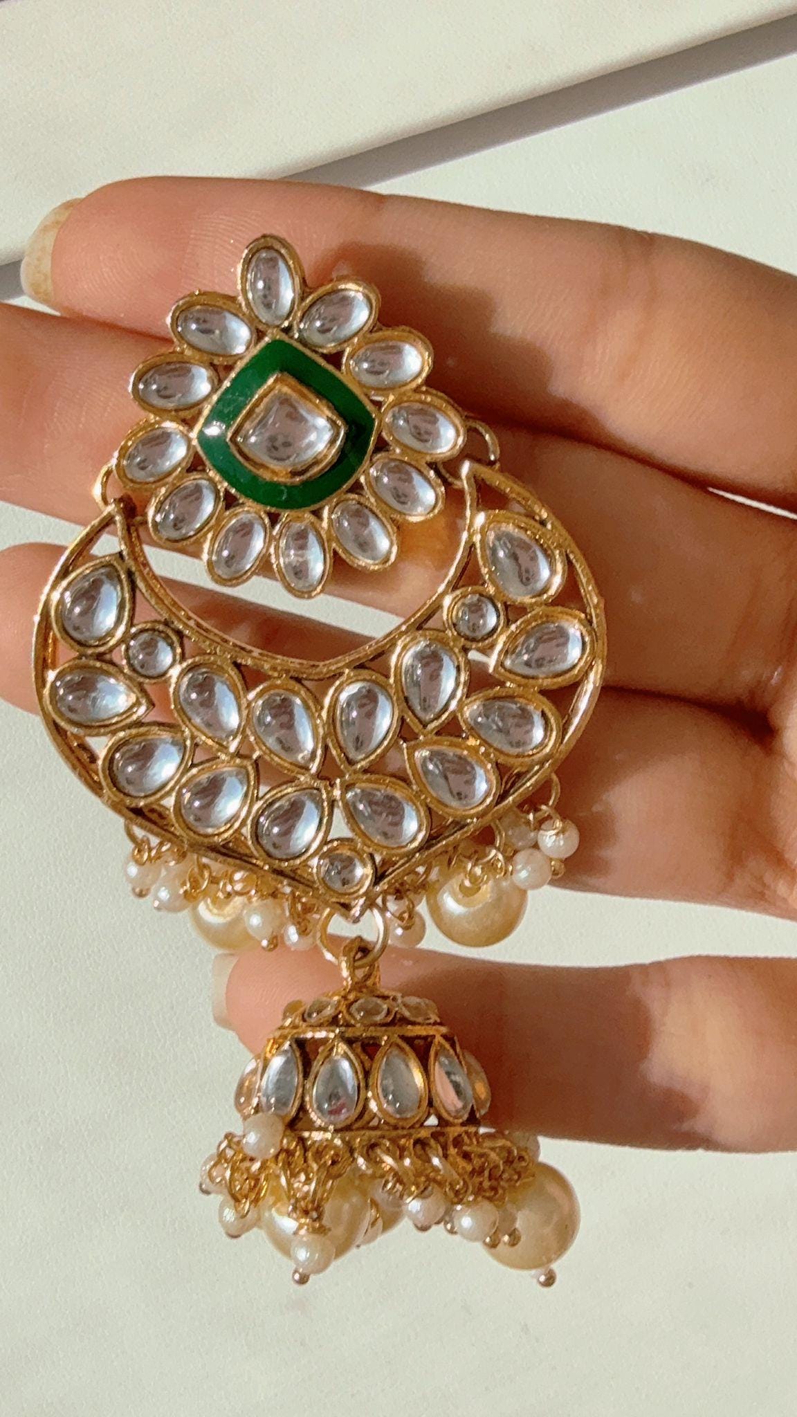 Mint kundan choker /Pearl Kundan Necklace Set with jhumka /Kundan Burgundy necklace Choker/bridal necklace/Indian wedding jewelry/