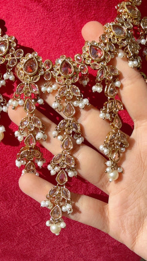 Antique gold kundan Polki Kundan necklace Set /bridal necklace/Indian wedding jewelry/Bridal necklace set/wedding Necklace