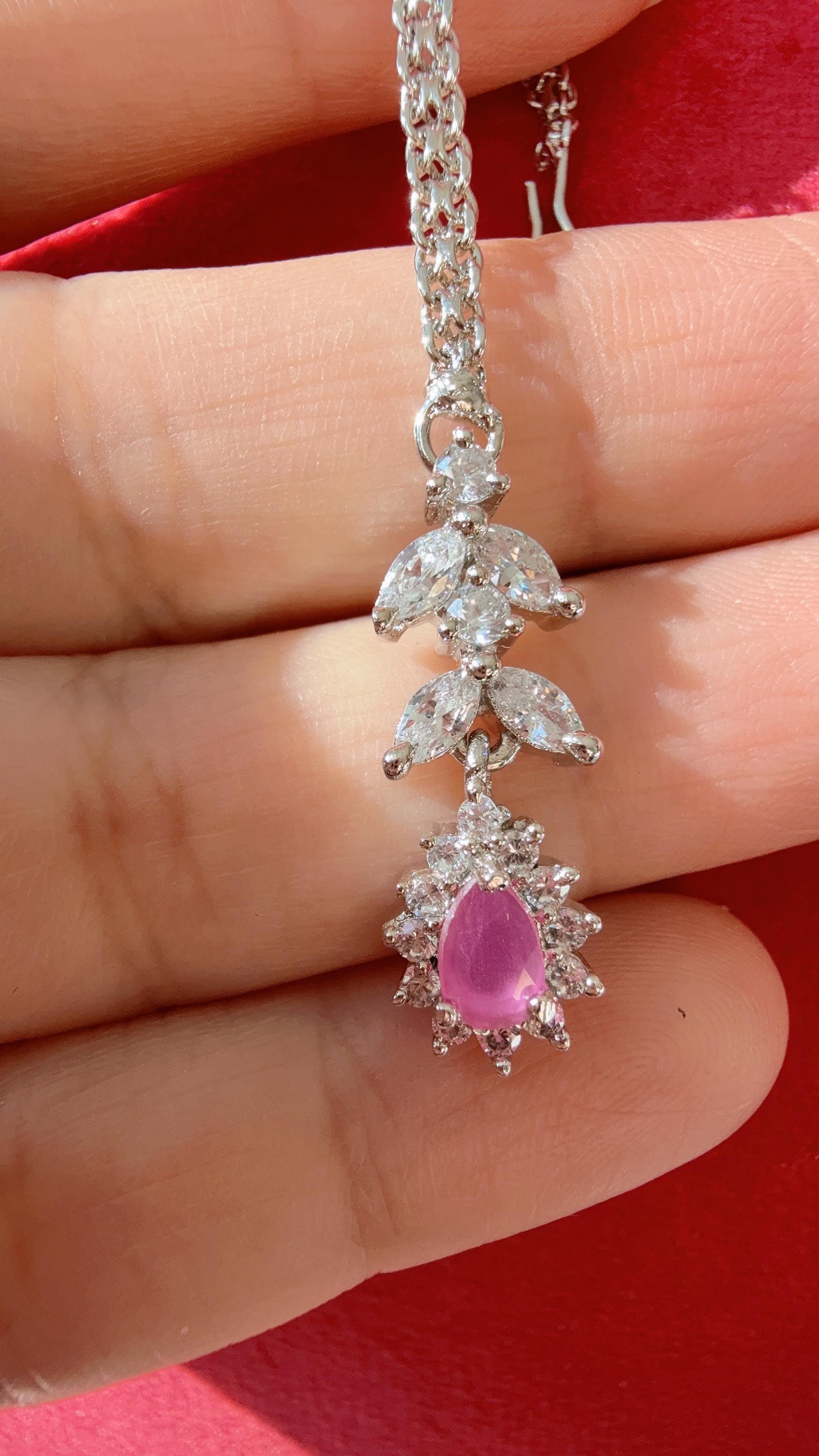 Diamond Rhodium silver Maang tikka/ Indian Wedding Jewelry/ Matha patti/ Indian forehead jewelryDiamond Tikka Indian Jewelry