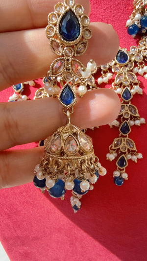 Antique kundan Polki blue Kundan necklace Set /bridal necklace/Indian wedding jewelry/Bridal necklace set/Indian wedding Necklace