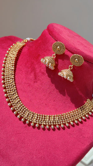 Antique Gold Necklace/Indian wedding jewelry/South Indian Jewelry/Wedding necklace/Temple Jewelry