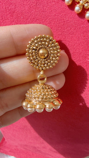 Antique Gold Necklace/Indian wedding jewelry/South Indian Jewelry/Wedding necklace/Temple Jewelry