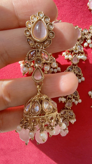 Antique Polki Kundan Baby pink choker Set/Kundan Choker/bridal necklace/Indian wedding jewelry/Bridal necklace set/Green wedding Necklace