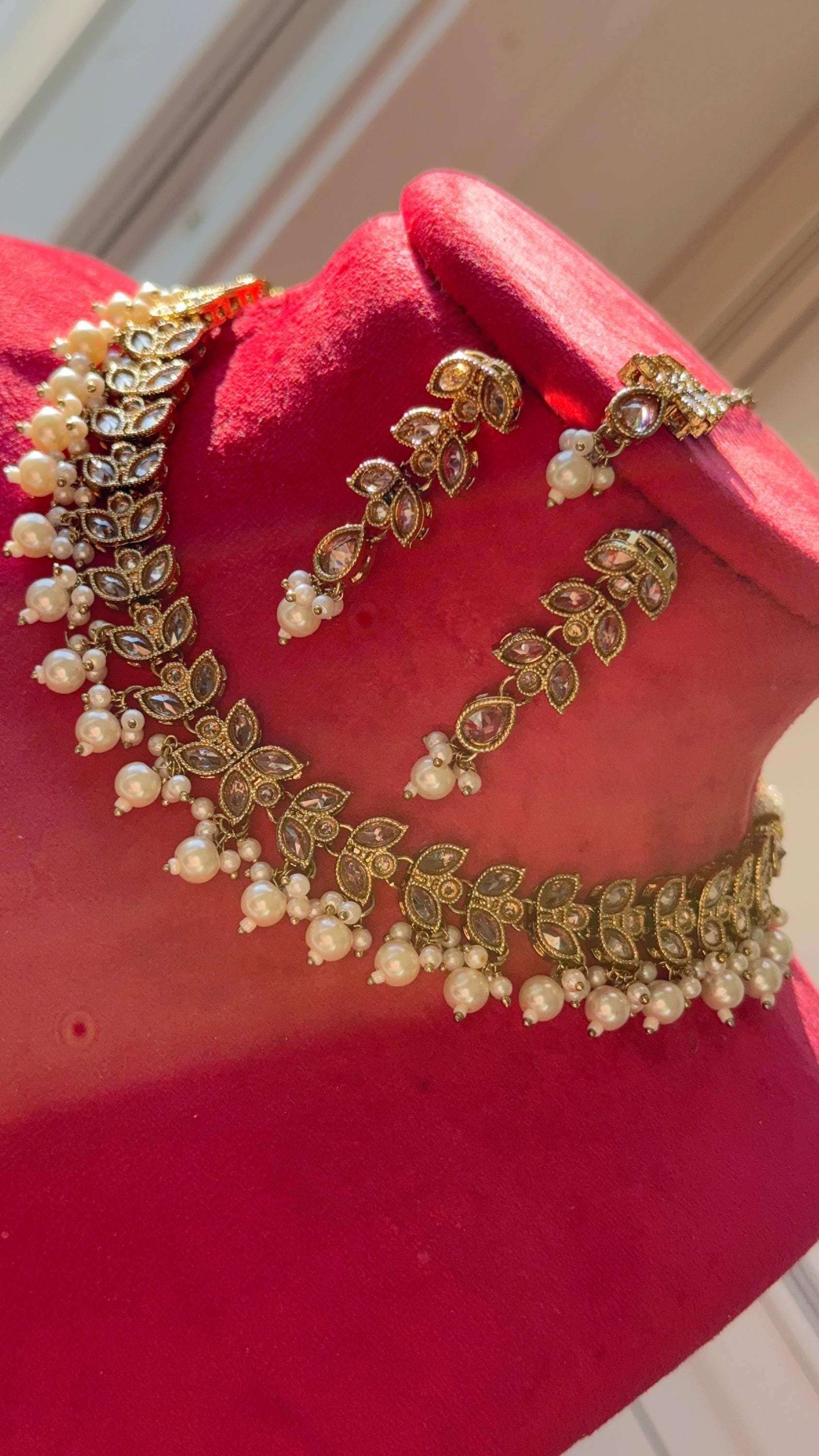 Antique Polki Kundan necklace/Wedding necklace/Bridal necklace/Indian necklace/Indian jewelry/Polki necklace