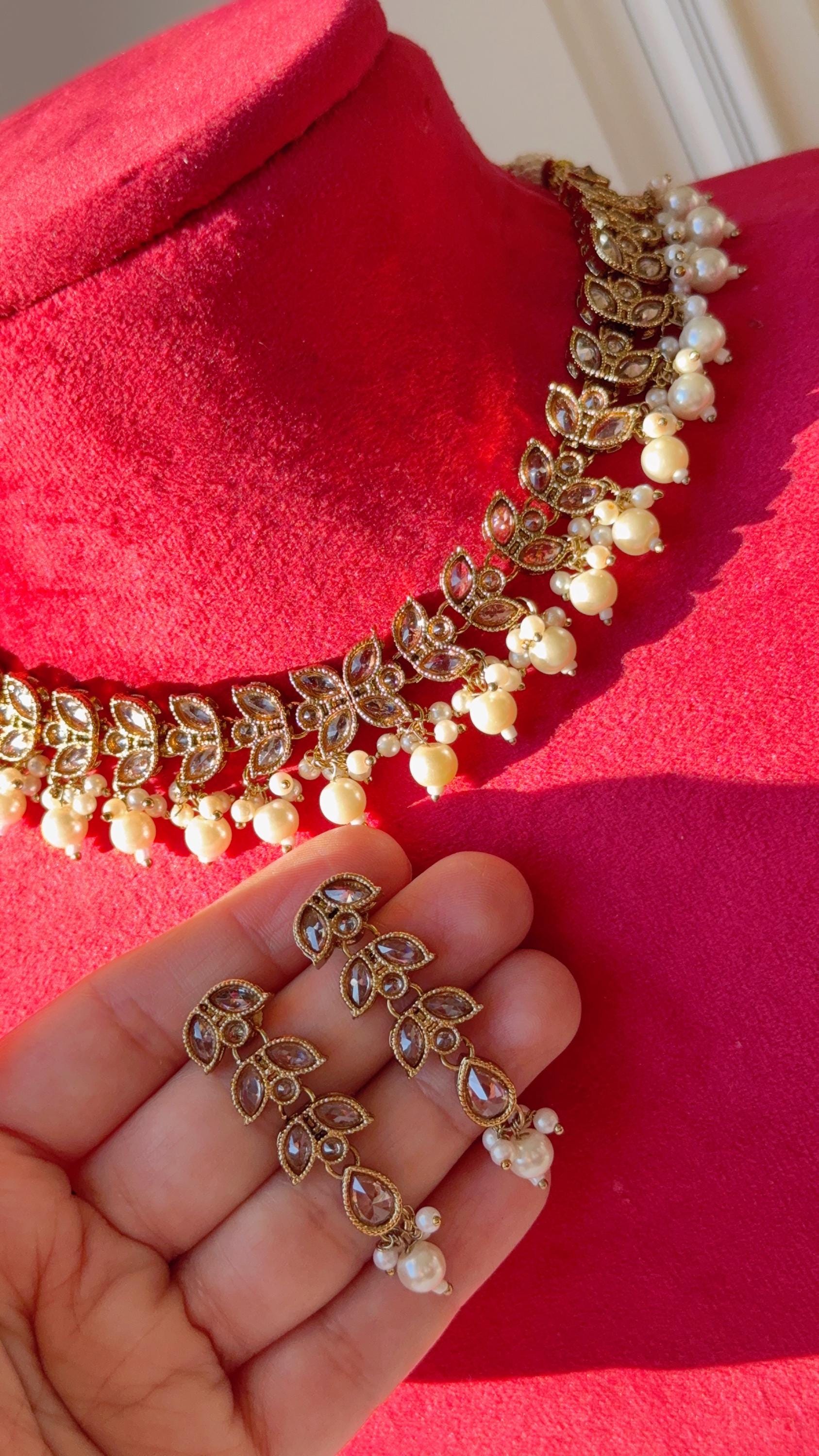 Antique Polki Kundan necklace/Wedding necklace/Bridal necklace/Indian necklace/Indian jewelry/Polki necklace