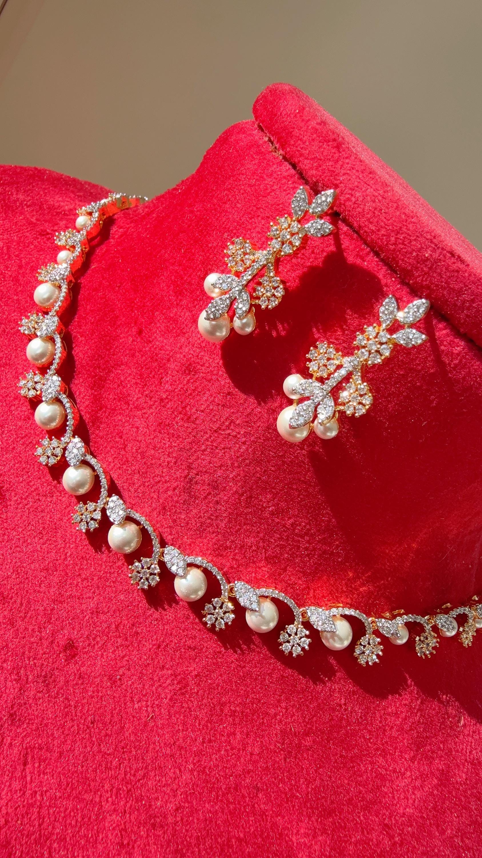 Rose gold Necklace diamond choker /Indian jewelry/ CZ Choker/Bridal choker/ Indian Necklace/2 Tone diamond choker/Gifts for Her