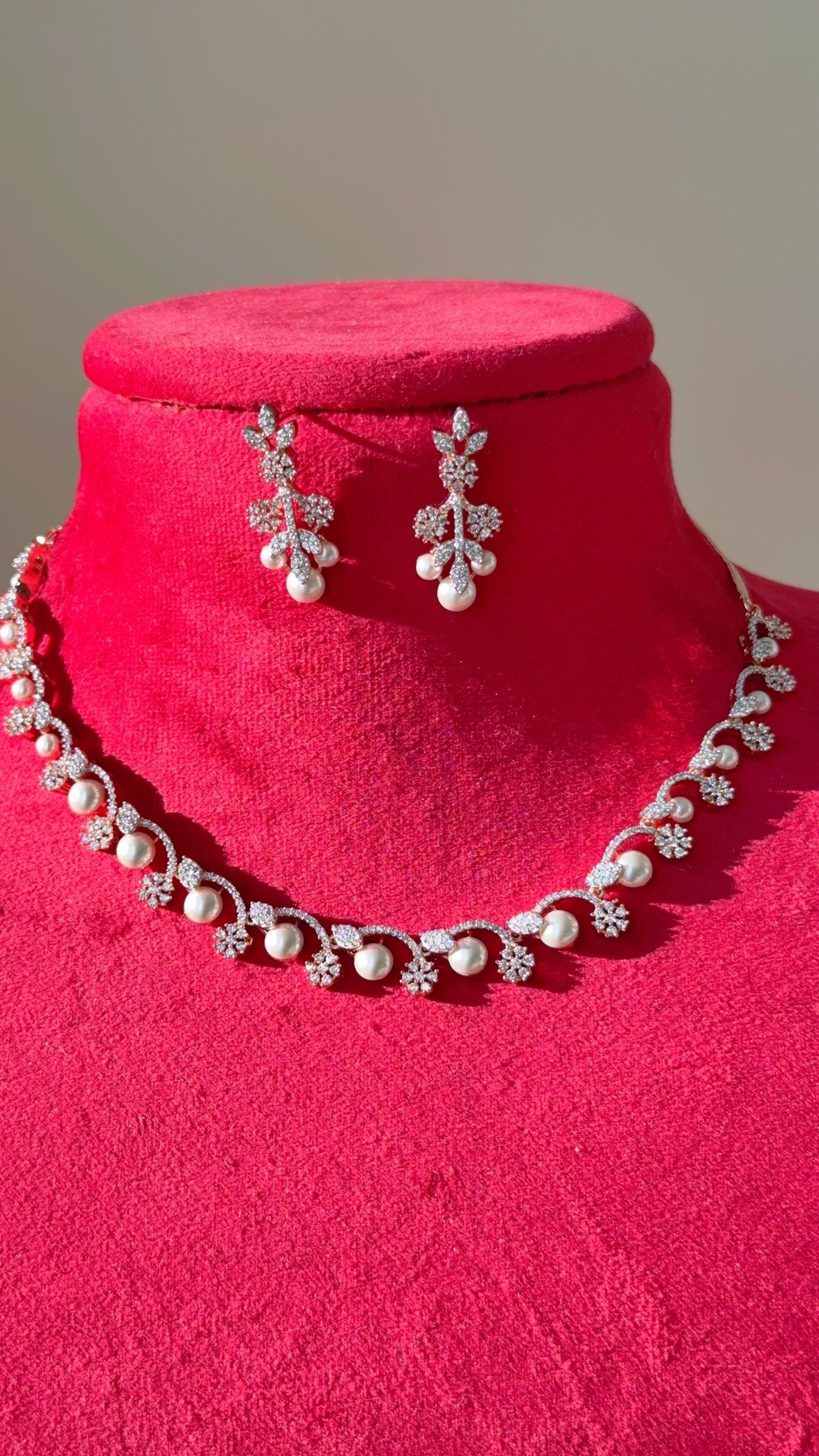 Rose gold Necklace diamond choker /Indian jewelry/ CZ Choker/Bridal choker/ Indian Necklace/2 Tone diamond choker/Gifts for Her