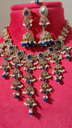 Antique kundan Polki blue Kundan necklace Set /bridal necklace/Indian wedding jewelry/Bridal necklace set/Indian wedding Necklace