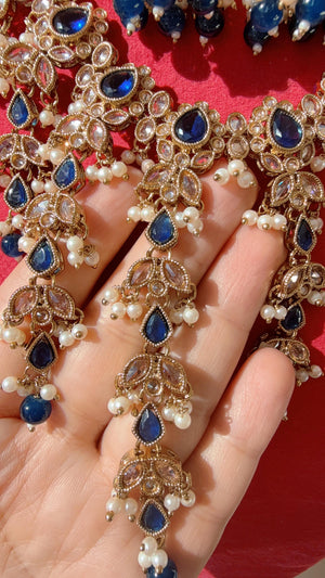 Antique kundan Polki blue Kundan necklace Set /bridal necklace/Indian wedding jewelry/Bridal necklace set/Indian wedding Necklace