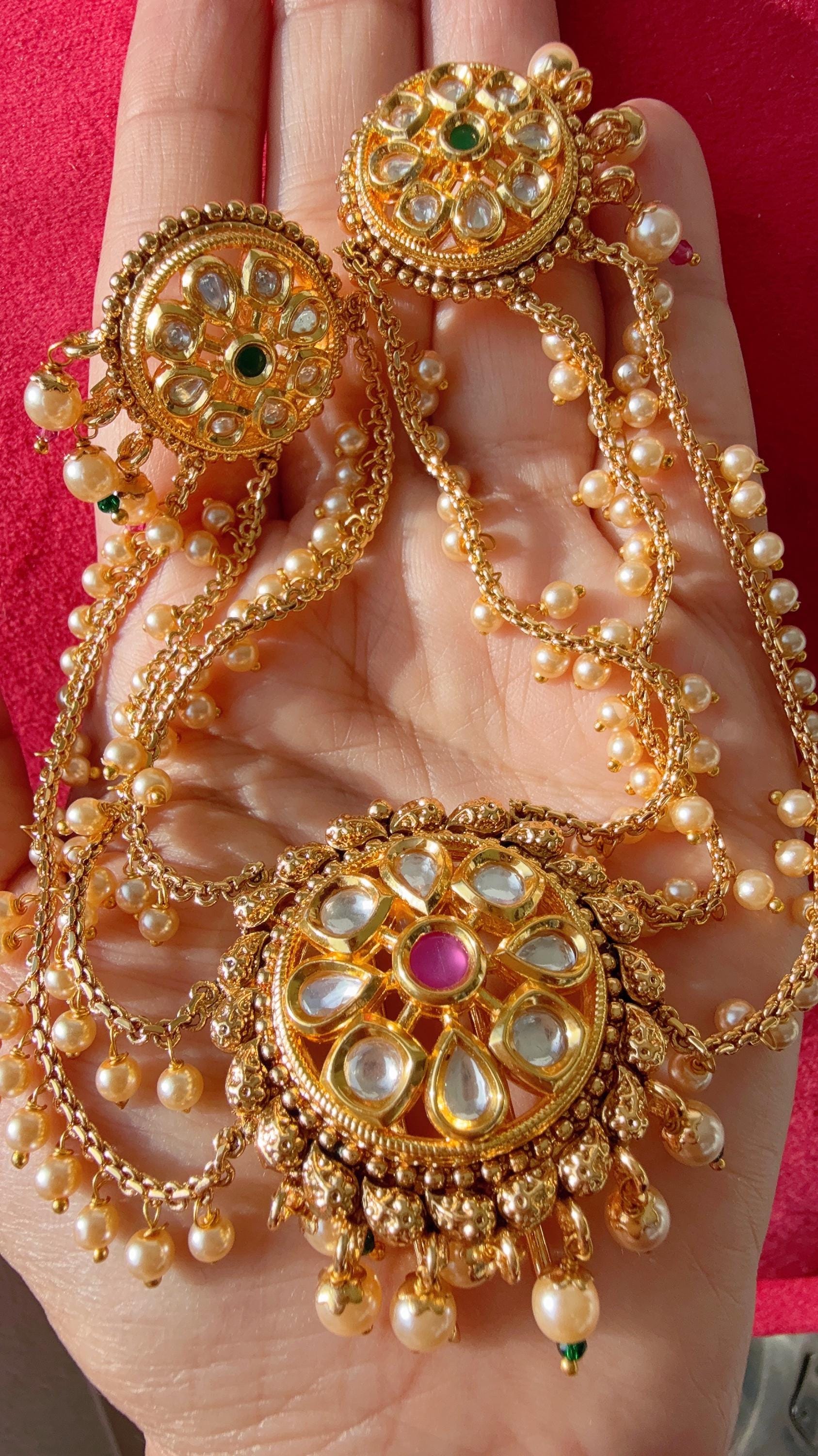 Ruby Green kundan Bun Pin/Mathapatti /Hair Clip/ Kundan Hair clips/Juda clip Choti/Kundan hair accessories/bridal hair jewelry